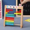 Classic Wooden Educational Math 10-Row Counting Toy 100 Beads with Counting Sticks Number Alphabet Card Preschool Math Learning
