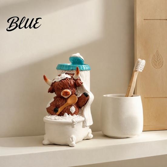 Unique Home Decor Highland Cow Bathroom Figurine Resin Scottish Calf Bathing Statue Funny Cute Accessories Farmhouse Animal Ornament for Office