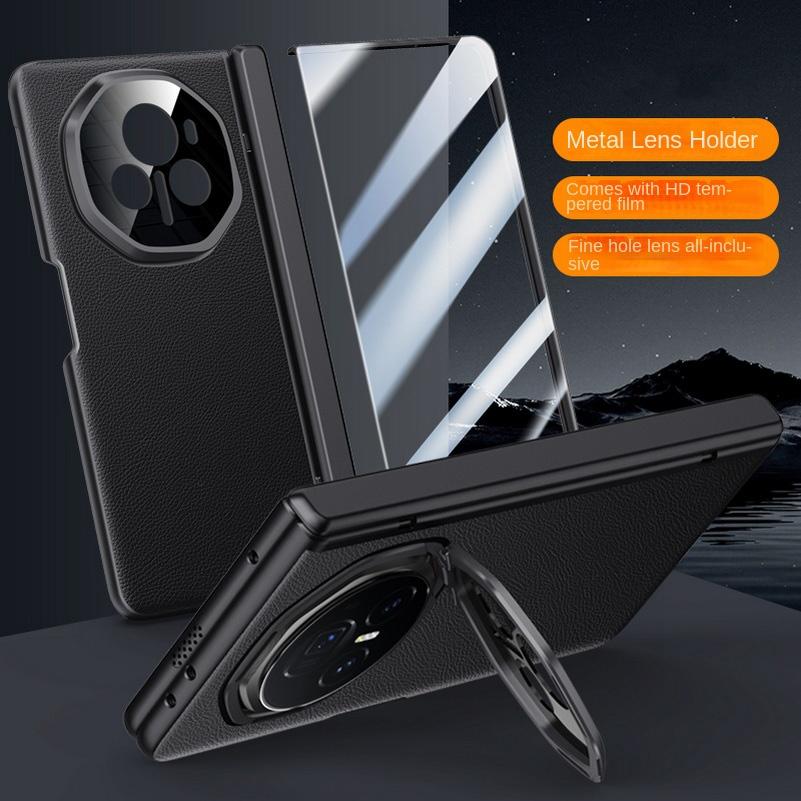 Leather With Privacy Screen Tempered Glass Protector Case For Honor Magic V3 All-inclusive Spring Hinged Camera Holder Cover