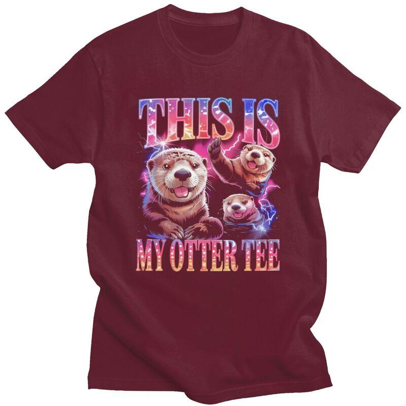Funny Otter Meme Design TShirt 100 Cotton Tee Tops Summer Round Neck Humor Animal Tshirts Fashion ShortSleeve Clothes