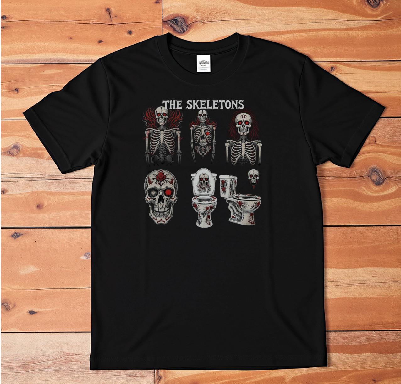 The Skeletons T-Shirt | Gothic Horror Skull Graphic Tee | Funny Halloween Band S S