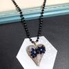 Retro Long Crystal Sweater Chain Women's Versatile Temperament Flower Pendant Necklace Fashion Ethnic Style Hanging Accessories