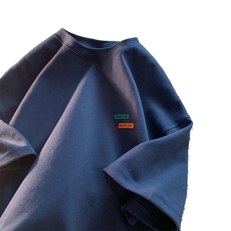 Men's Oversized American Retro Short-Sleeve T-Shirt with Small Collar - Trendy Summer Cotton Style