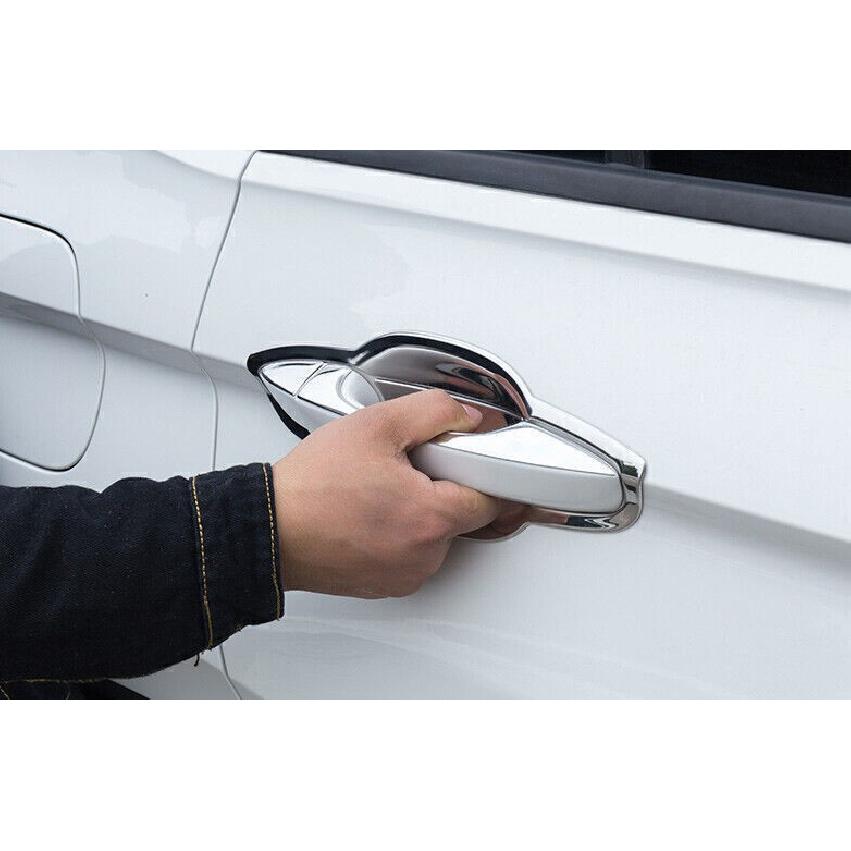 For VW Tiguan 18-21 Silver Steel Exterior Side Door Handle Upper Cover Trim