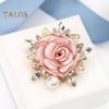 Women Brooch 3D Rose Leaf Faux Pearl Rhinestone Lapel Collar Pin Bag Scarf Hat Decoration Brooch Prom Party Jewelry