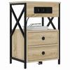 Nightstand Set (2 Pcs) Sonoma Oak Finish 40 X 31 X 60 Cm Engineered Wood