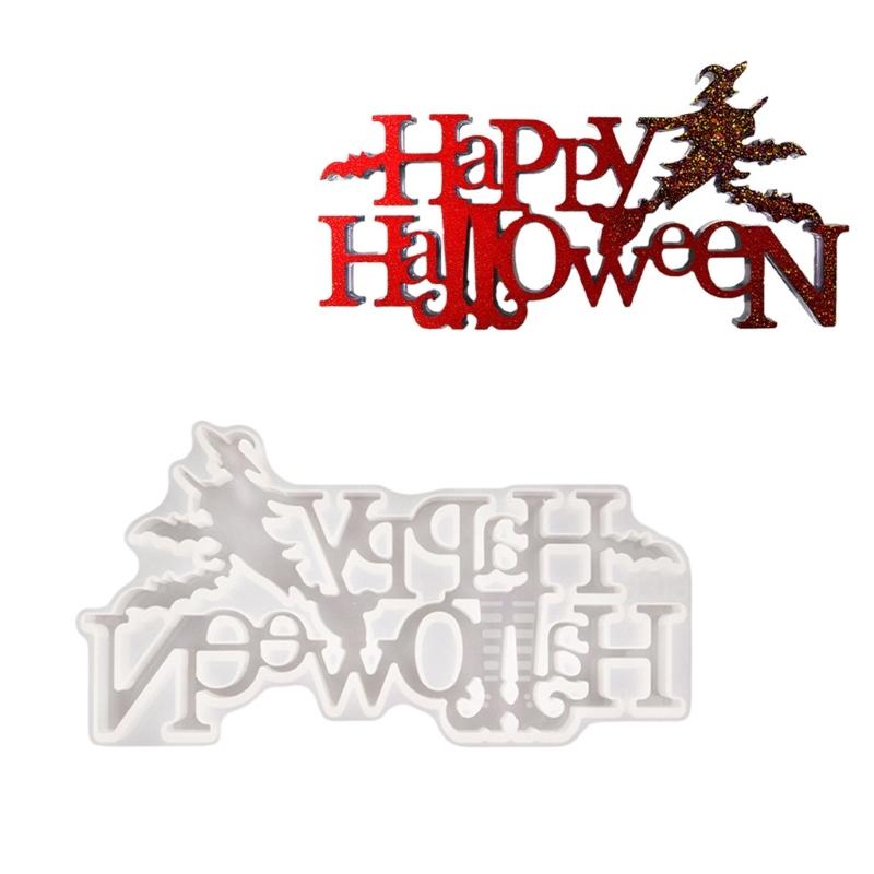 

Happy Halloween Sign Silicone Mould Heat Resistant Up To 200℃ for Making Candle Soap Holiday Decoration Epoxy Resin 1