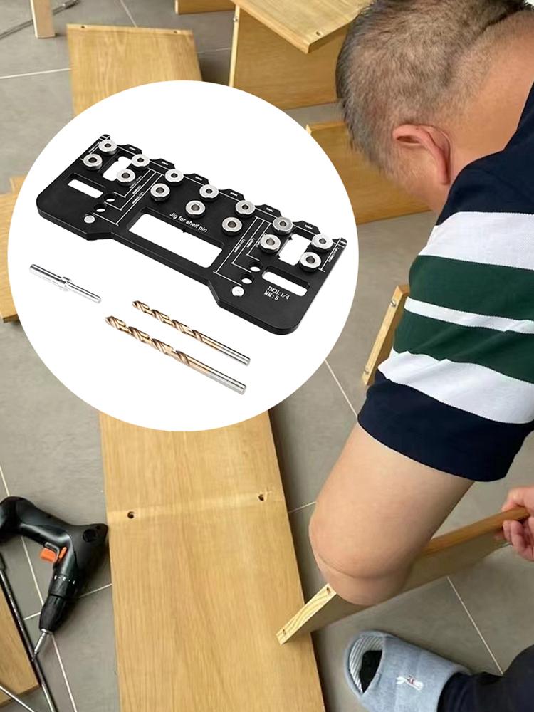 Pocket Hole Jig Kit Adjustable Handle Pitch Punch Hole Locator Straight Hole Drilling Template for Carpentry Installation Hinge