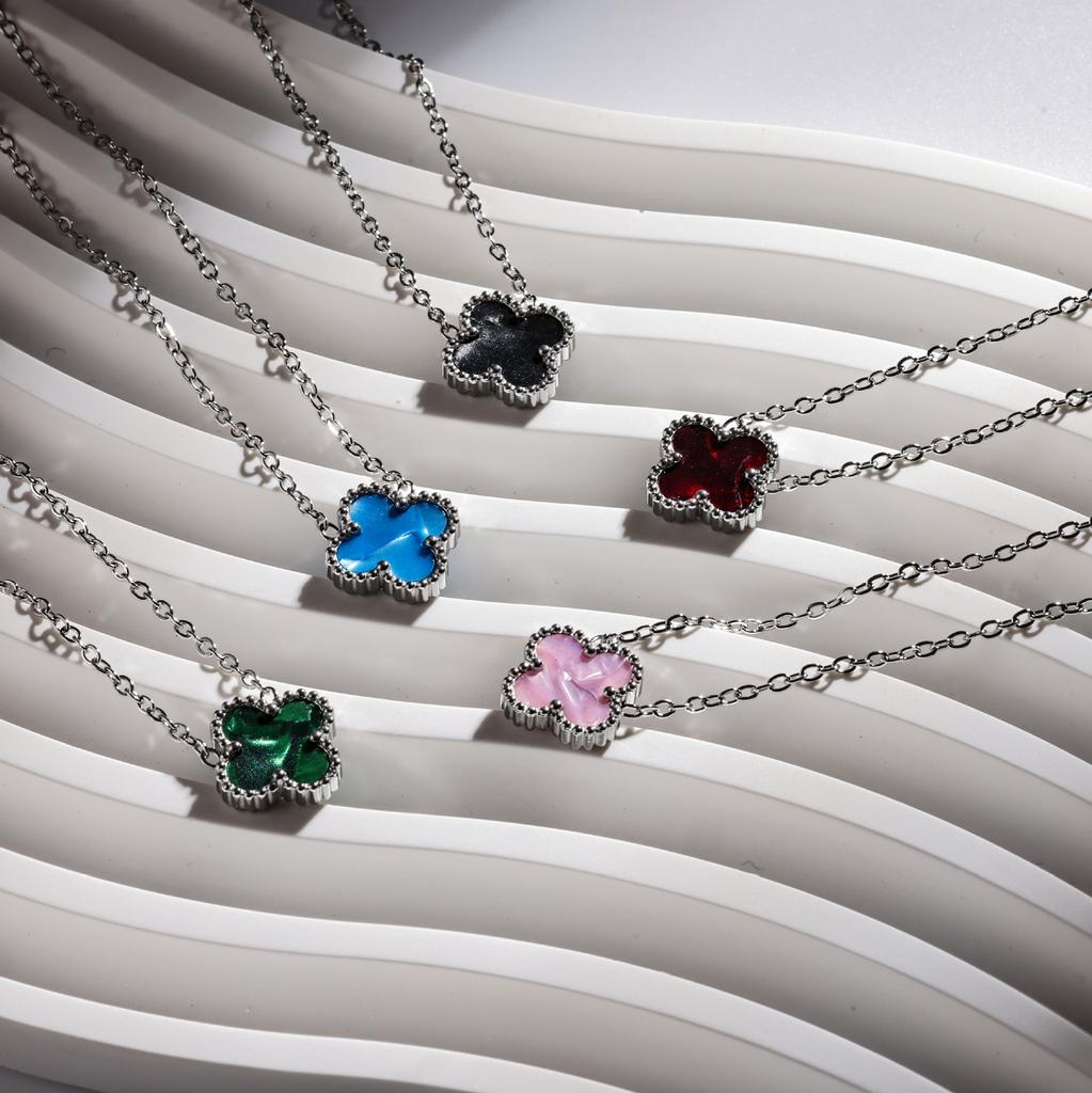 Non-fading High-quality Jewelry Double-sided Four-leaf Clover Necklace Women's Live Broadcast Hot-selling Titanium Steel Collarbone Chain