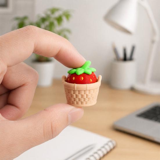 3D Printed Fruit Fidget Clicker Toy, Cute Press Button Sensory Toy, Miniature Fruit Basket Stress Relief Toy for Office Desk