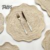 Placemat for Soup Pots Natural Corn Husk Placemat, Heat Resistant Non Slip Temperature Insulating Table Mat, Floral Design, Durable Grass Weaving