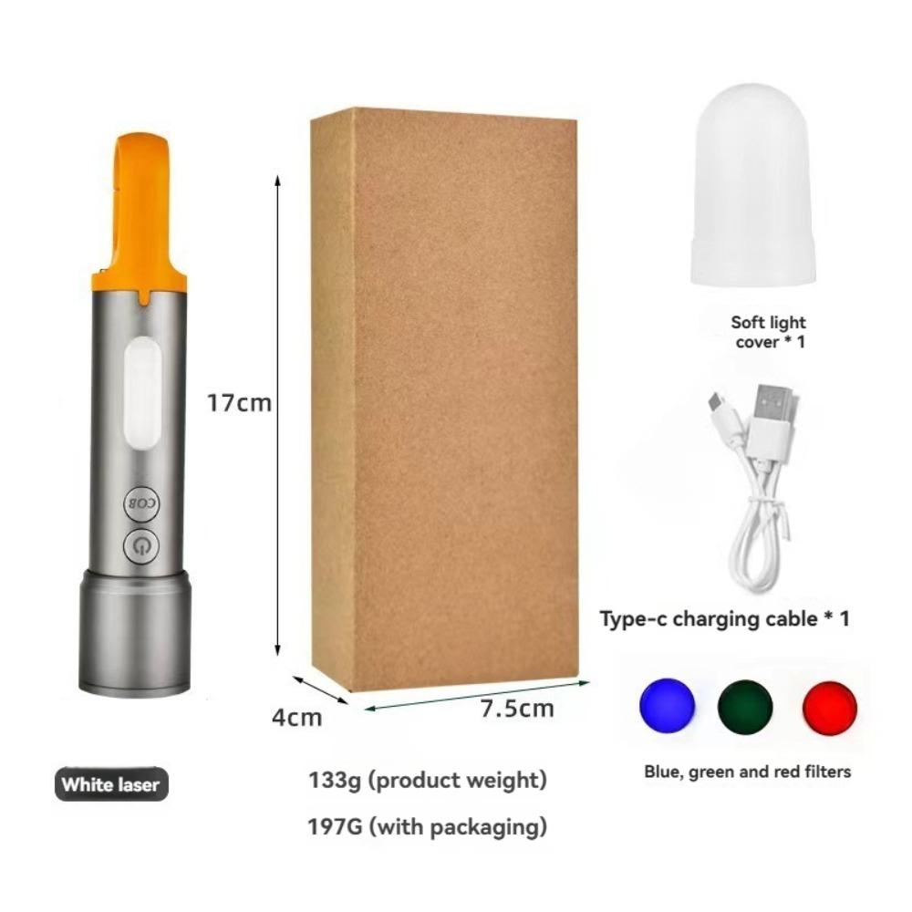 White Laser LED Flashlight COB Sidelight Rechargeable Zoomable Flashlight Waterproof Multicolor Lenses Brightest Flashlights