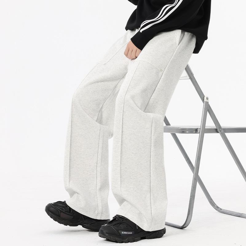 Men's American Style Casual Drapey Trousers: Spring/Autumn Loose Wide-Leg Sports Pants