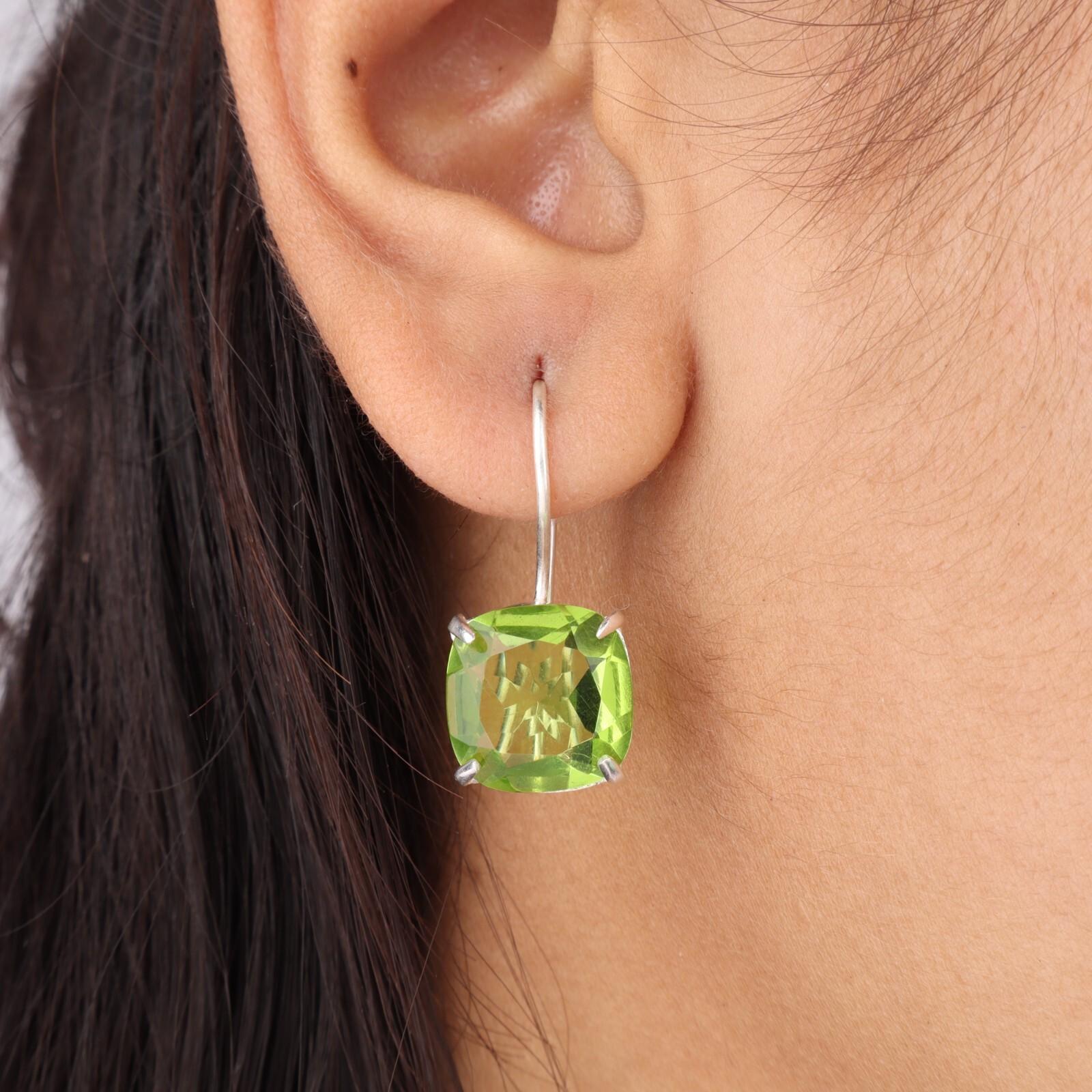 

Peridot Gemstone 925 Sterling Silver Jewelry Handmade Drop/Dangle Earrings 1 EE-172-3