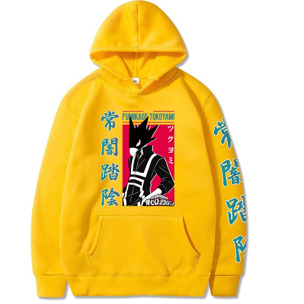

Harajuku Аниме Моя геройская академия Tokoyami Fumikage Принт Толстовка Мужчины Женщины Толстовки Оверсайз Уличная одежда Удобный пуловер 4XL жёлтый