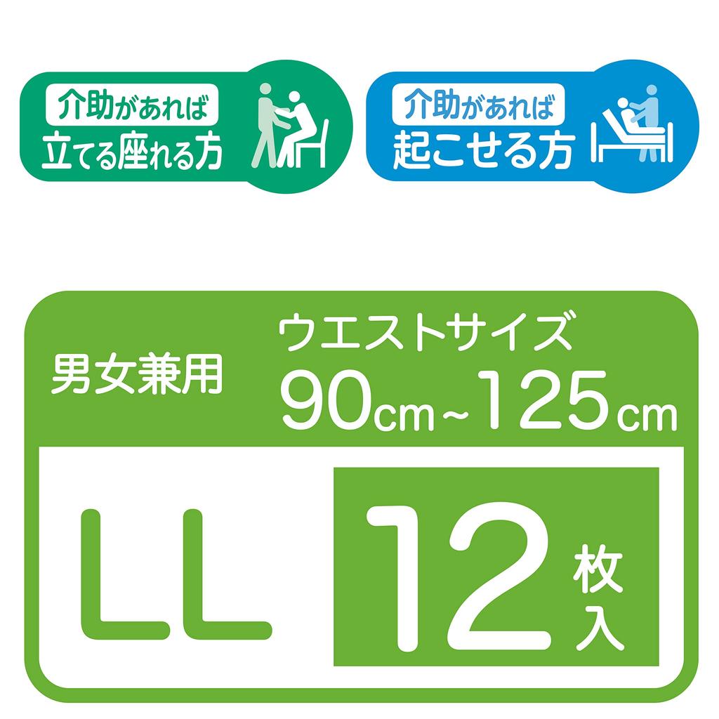 Refre Henshin Jizai Pitouch Adult Diapers Size 6 Absorption Capacity 12 Large Size Nursing Care Diapers with Deodorizing Polymer Pants, 2-Way (LL / /