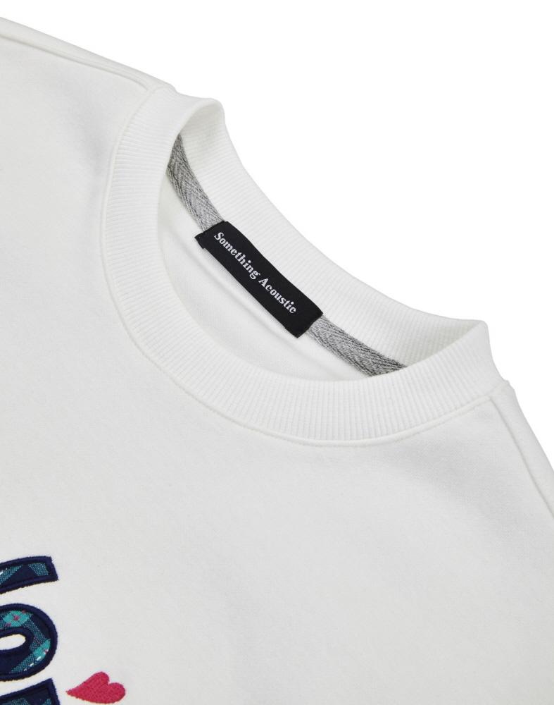 SOMETHING ACOUSTIC Check Love Long Sleeve T-Shirt White