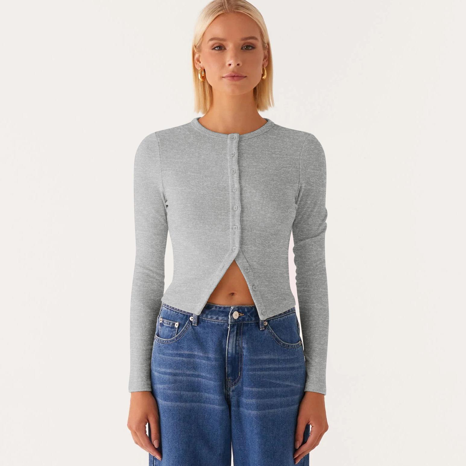 

YYFS Женская мода Повседневная весна-осень Однотонные принты Длинные рукава О-образный вырез Блузки и рубашки XXL