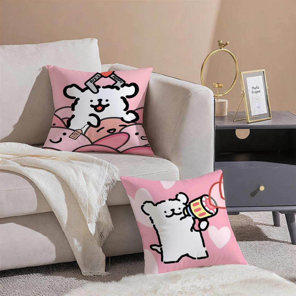Cute Tiny Korean Character MMaltese Cushion Cover Pillowcase Short Plush Invisible Zipper Room Sofa Cushion Cover