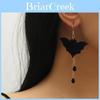 Women's Black Bat Logo Acrylic Earrings Handcrafted Ear Jewelry Trendy Design