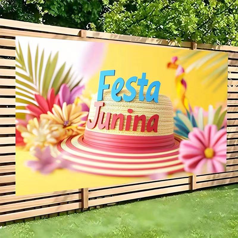 Brazilian June Festival 2D Backdrop, "Festa Junina" Floral Photo Background
