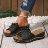 Sandale de Vară cu Toc Pană pentru Femei, Designeri Noi, Modă, Talpă Groasă, Papuci de Plajă, Sandale cu Fundă pentru Femei, Confort, Practicitate