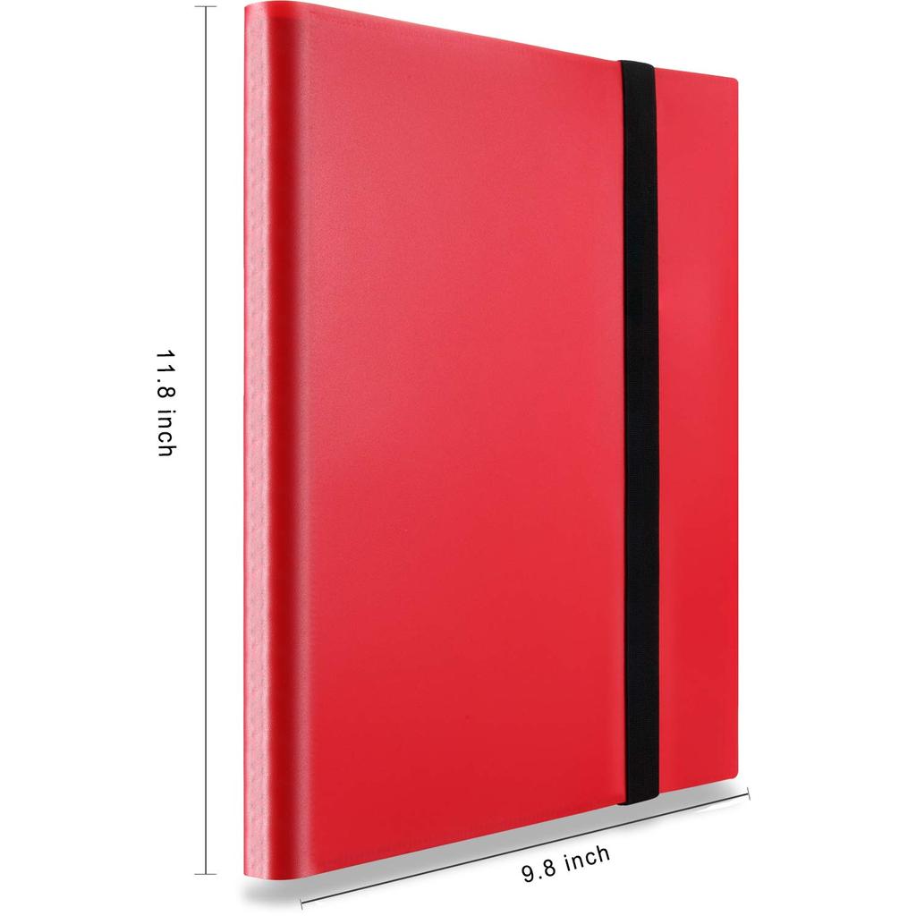 MUDOR 360 Pocket Trading Card Side Loading PP Card Binder Pocket Size Compatible with Pokemon Cards Album, Pocket, (Red)