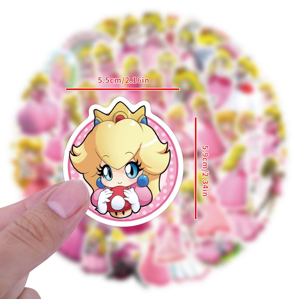 60 Cartoon Peach Princess Stickers DIY Decorative Suitcase Notebook Guitar Waterproof Stickers