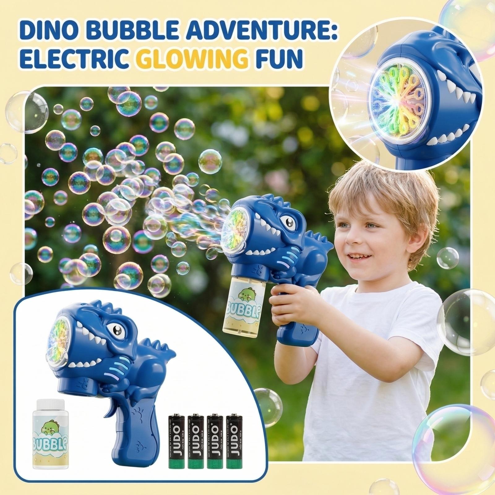 Dinosaur Bubble Automatic Bubble Machine Children s Handheld Electric Light Blowing Bubble Toy 50ml синий