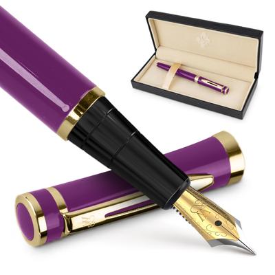Wordsworth Black Fountain Pen Medium 6 Ink Cartridges and Ink Refill Gift Smooth Writing Pen Unisex & Set, Point, Converter, Case, Journaling,