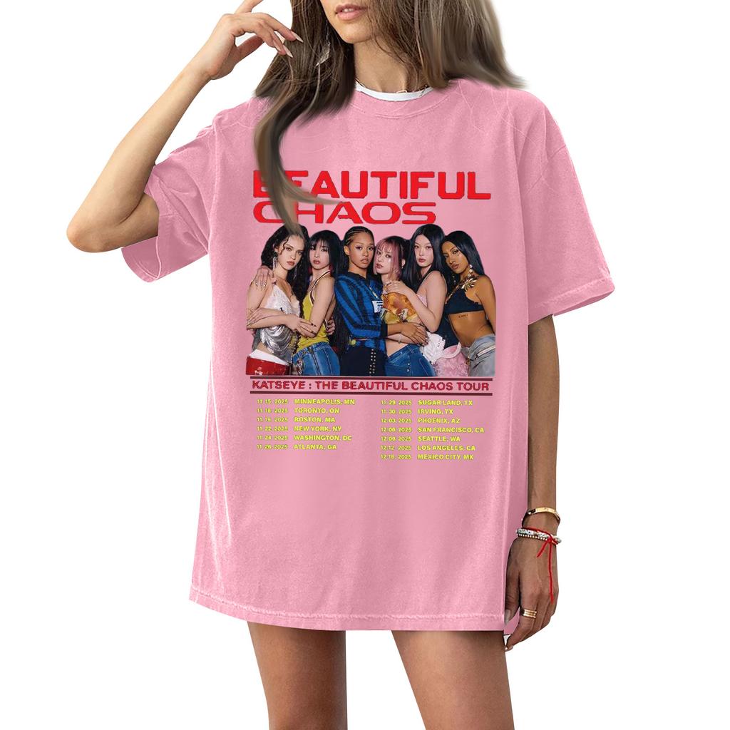 Damski T-shirt z krótkim rękawem i nadrukiem z okrągłym dekoltem