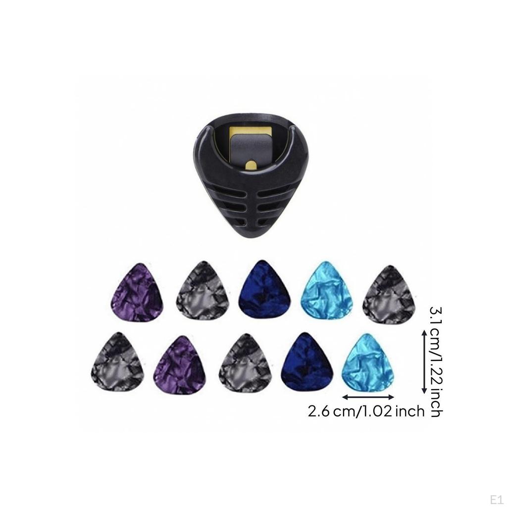 10 Pieces Heavy Guitar Pick with Holder | Compact Slotted Construction, Triangular Pick, for