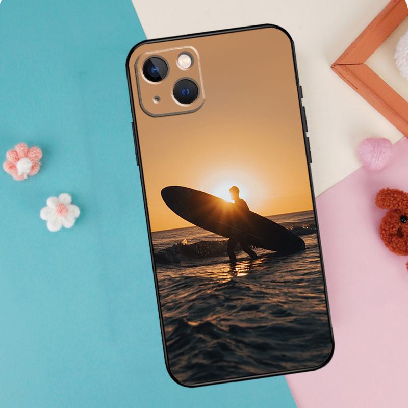 Surf Surfboard Phone Case For iPhone 16 15 14 12 11 13 Pro Max Plus Mini XR 16e Funda Silicone Back Cover