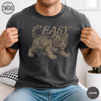 Easy Tiger Comfort Colors T-Shirt, Vintage Distressed Retro Graphic Tee