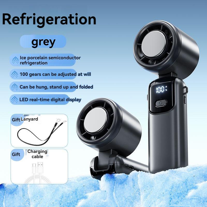Handheld High-speed Fan Folding 100 Speed Infinitely Adjustable Portable Outdoor Hanging Neck Small Fan