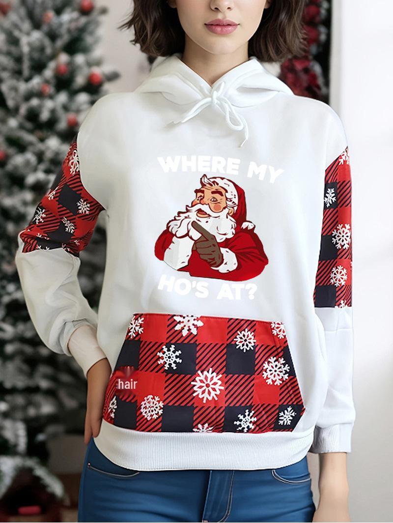 

Женское худи свободного кроя на Рождество: Зимний топ с длинным рукавом и принтом в виде надписи M