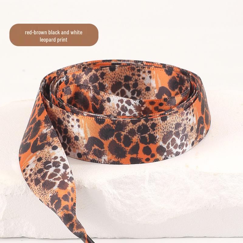 Personalized Leopard Print Satin Shoelaces 2cm - Wide Flat Laces for White Sneakers