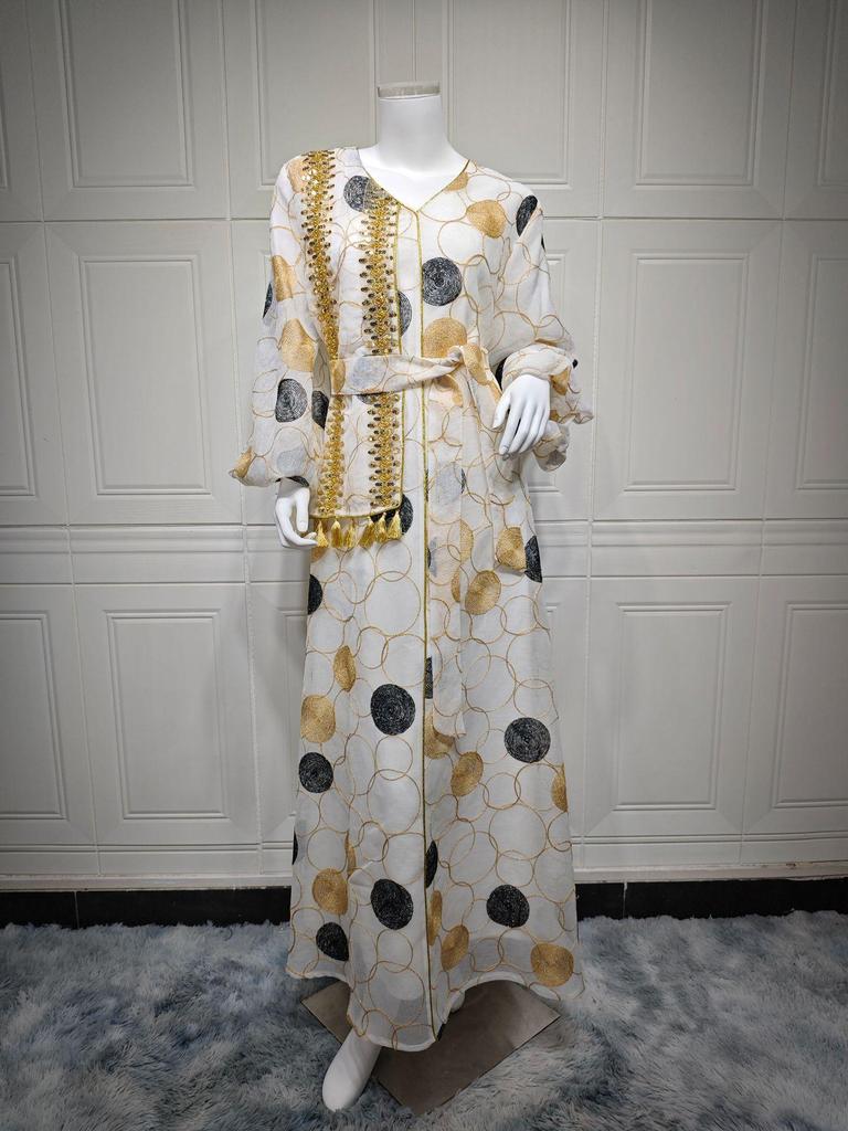 AB410 2024 Long Sleeve Maxi Dress - New Fashion Muslim Middle East Robe