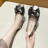 Women's Fashion Mary Jane Shoes Fall New Square Head Light Cut Sequin Butterfly-knot Soft Soled Flats