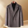 FAPAI Men's Wool Blend Mid-Length Double-Breasted Coat