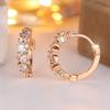 Small Water Drop Stone White Zircon Hoop Earrings For Women Vintage Gold Color Tiny Ear Buckle Wedding Jewelry Mother's Day Gift
