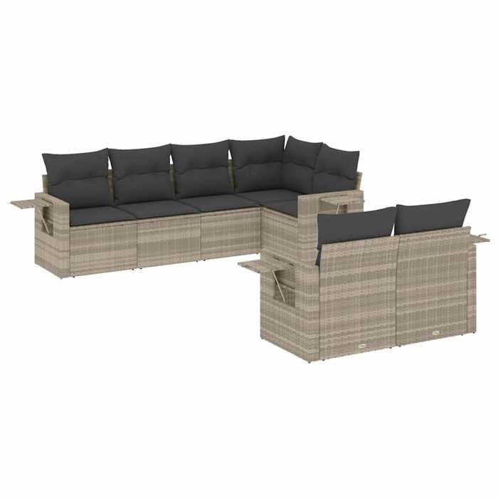 VidaXL Salon de Jardin avec Coussins 7 pcs, Canapés de Terrasse, Ensemble de Meubles de Patio, Mobilier d'Extérieur, Gris 3220411
