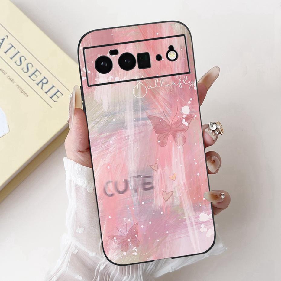 Fashion Painting Phone Case For Google Pixel 6 Pro 6a Black Silicone Soft Cover For Google Pixel6 Pixel6a 6Pro Cases Bumpers