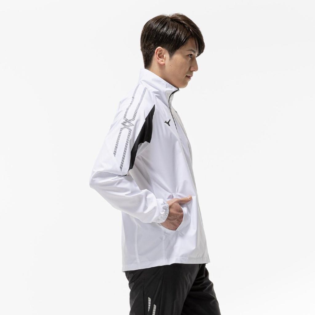 Training Wear MC Line Windbreaker Jacket Windproof 32MEC015 Unisex White X Black XL [Mizuno] Water-repellent
