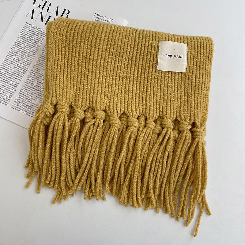 Scarf Women's Winter Korean Style Versatile Macaron Couple Student Knitted Wool Warm Tassel Shawl Neck Scarf Neck Protector