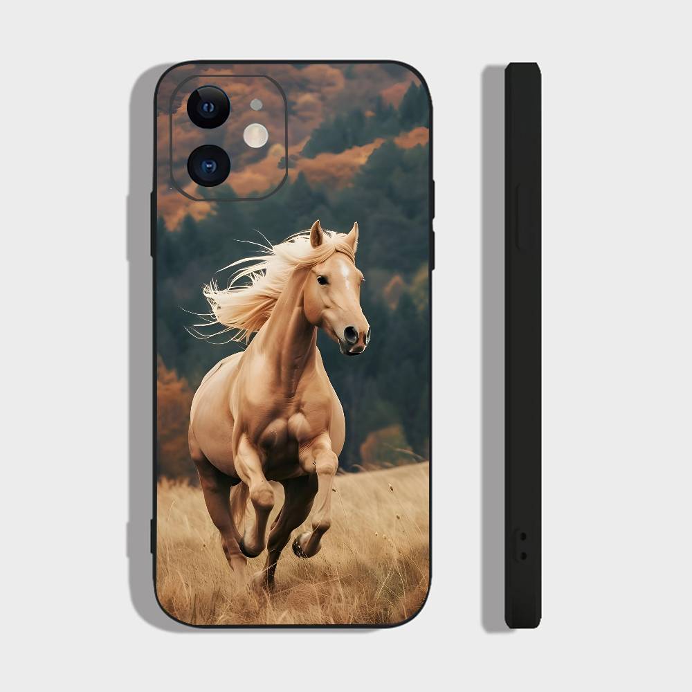 Animal Galloping Horse For IPhone 13,17,11,12,16,14,15,Plus,Pro Max Soft Silicone Black Phone Case