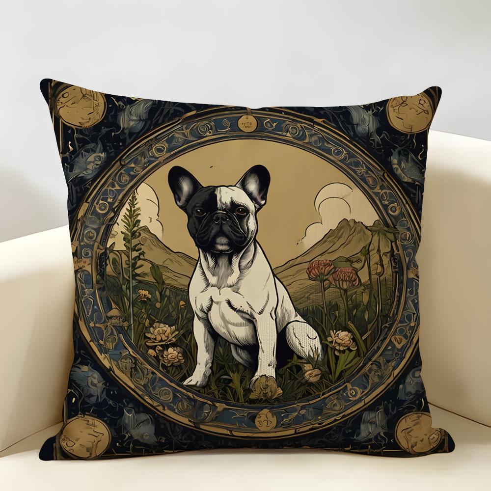 Funny Animal Vintage Portrait Cushion Cover Natural Linen Organic Fabric DoubleSided Printing Room Sofa Decor Pillow Case