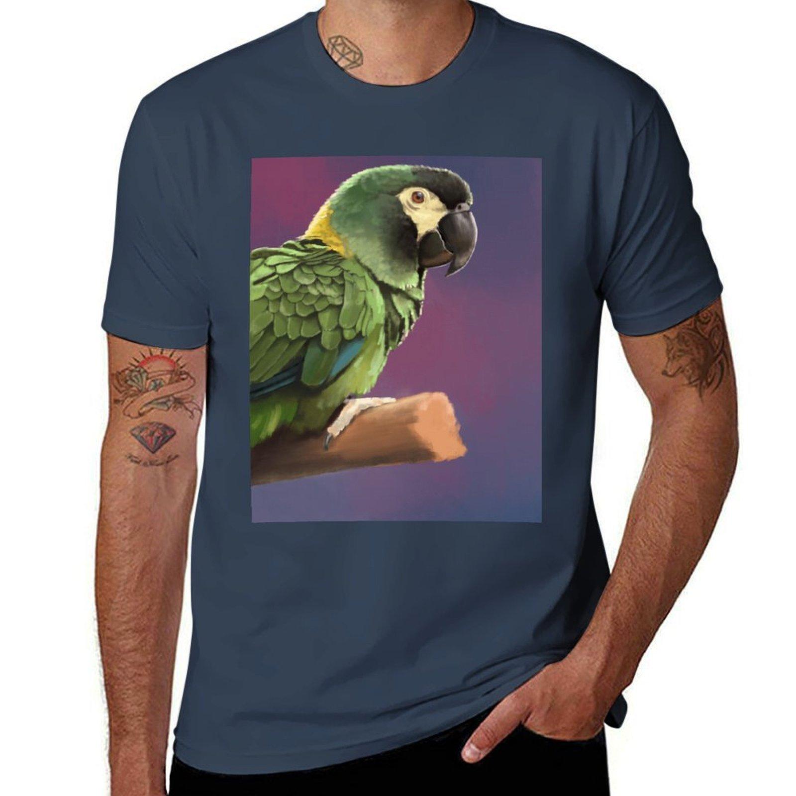 Yellow Collared Macaw TShirt Casual Basic Street Style TShirt S