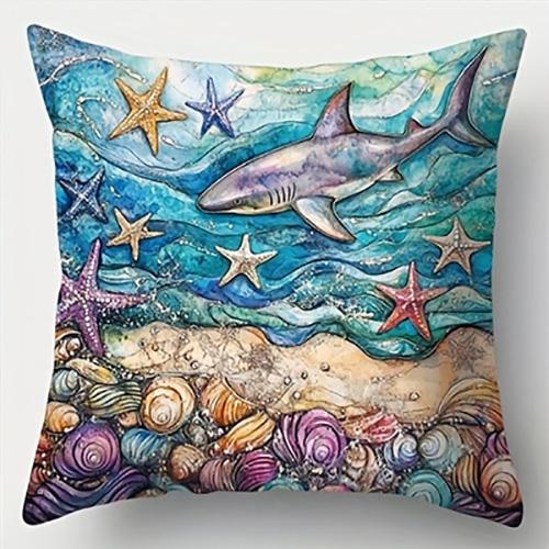 

Dolphin-Adorned Oceanic PillowcaseSuitable for sofa car bedroom decorative cushion cover pillow cover 16x16Inch