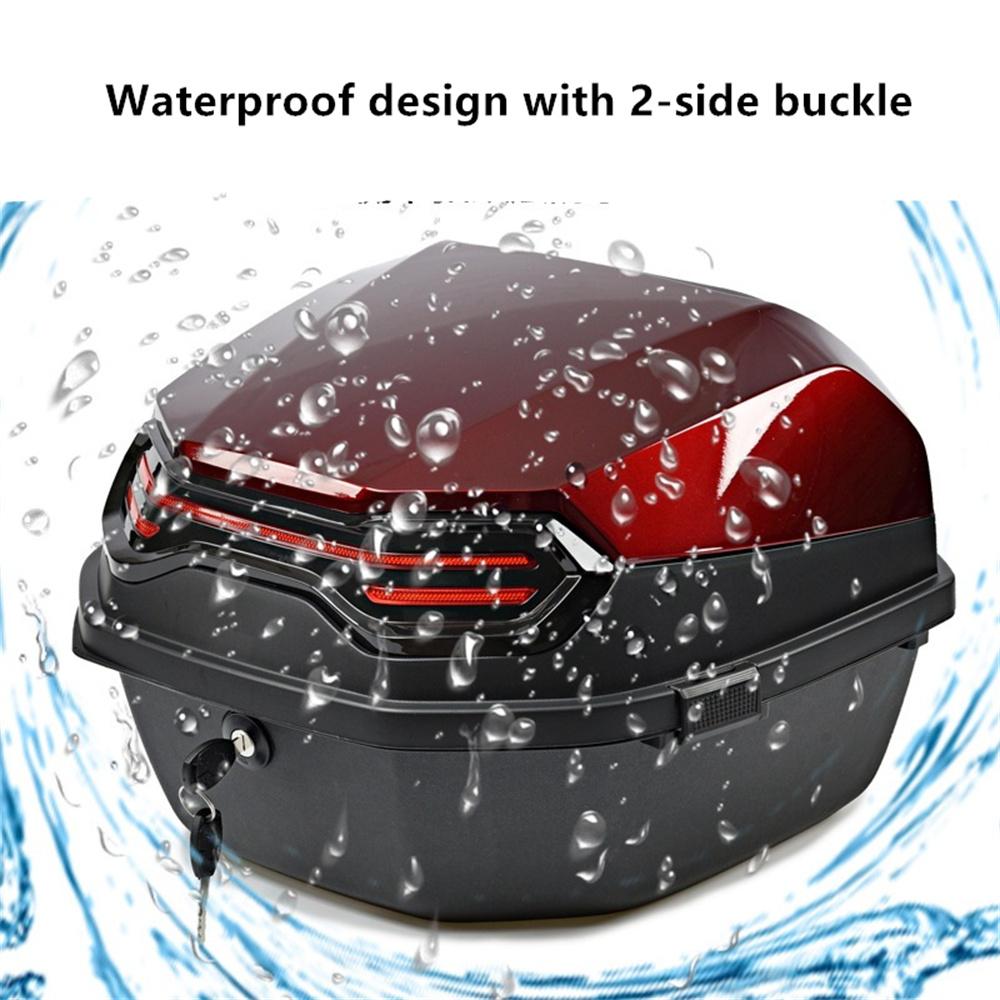 Motorcycle Tail Box - Large Capacity, Durable Material, Waterproof Design, with Night Reflective Light